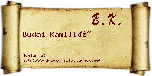 Budai Kamilló névjegykártya