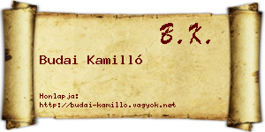 Budai Kamilló névjegykártya